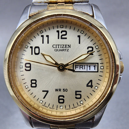 Citizen CQ Watch Women 25mm Cream Dial Two Tone Daydate Round New Battery1