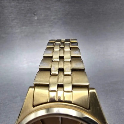 Seiko Solar Watch Men 37mm Champagne Dial Gold Tone Daydate V158-0aa0 Runs NKJWW4