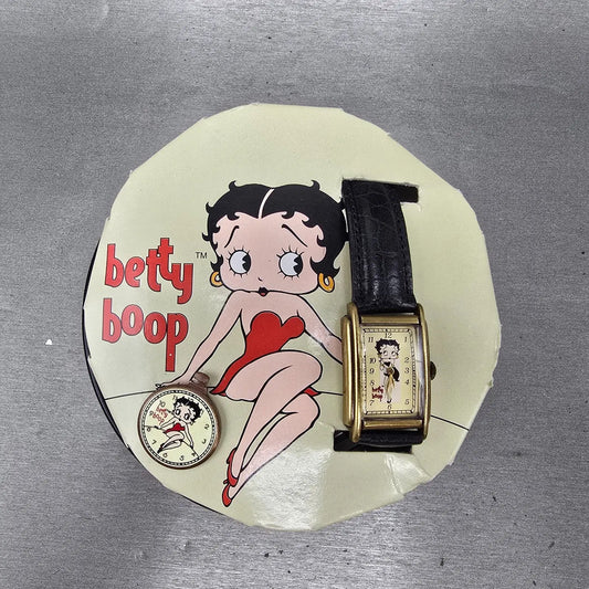 Fossil Betty Boop Watch Unisex 25mm Cream Dial Gold Tone Rectangle New Battery0