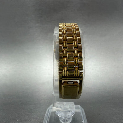 Seiko Tank Watch Women 18mm White Dial Gold Tone Rectangle V401-5129 New Batt NH7