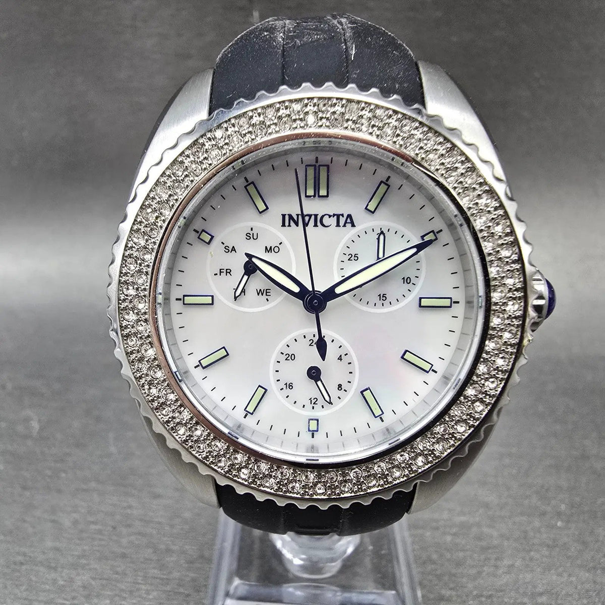 Invicta Angel Watch Women 39mm MOP Dial Silver Daydate Round 28487 New Battery0