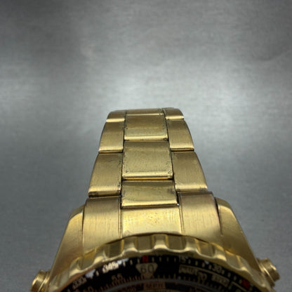 Seiko Flightmaster Chronograph Watch Men 42mm Black Dial Gold Tone Date New Bat24