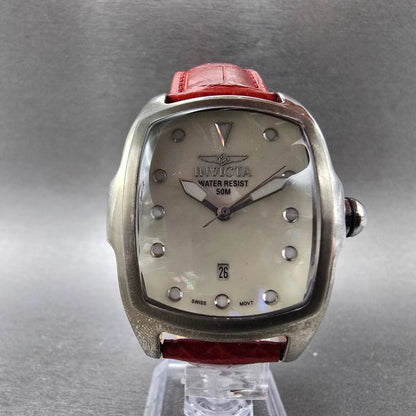 Invicta Lupah Watch 34mm MOP Dial Silver Date Rectangle 0011 New Battery Leather5