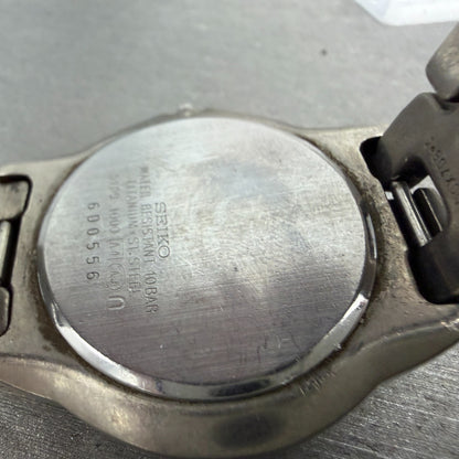 Seiko Lucent Watch Men 37mm Black Dial Titanium Daydate 5Y89-1000 PARTS10
