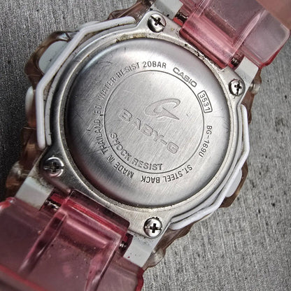 Casio Baby-G GB-169U Watch Women 43mm Pink Dial Clear Case Chrono Alarm New Batt10