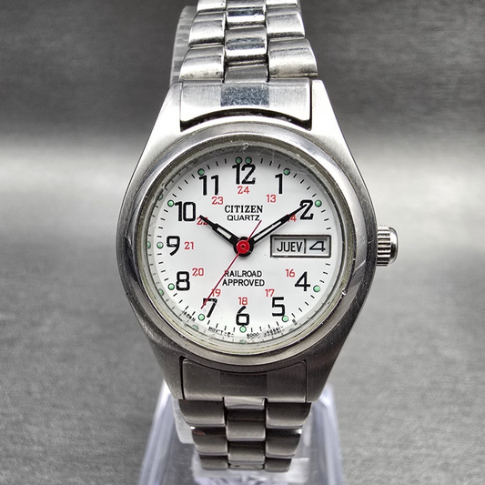 Citizen Railroad Approved Watch Women 25mm White Dial 6000-S14315 New Battery0