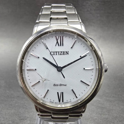 Citizen Eco-Drive Watch Men 35mm White Dial Silver E031-S060168 Round Runs JDM0