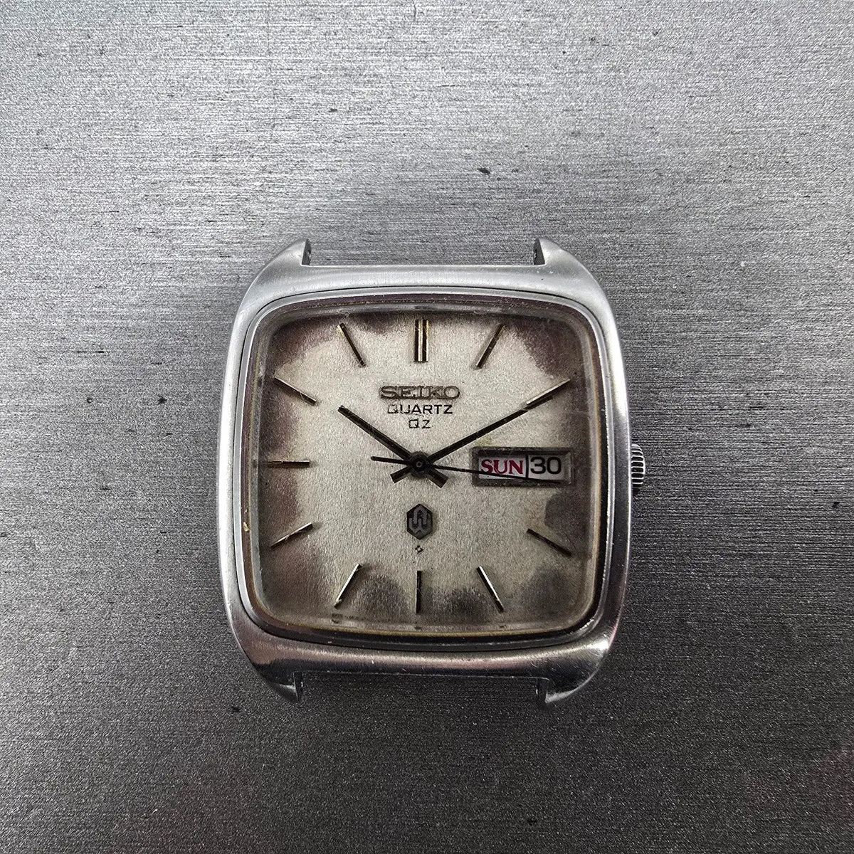 Seiko QZ Watch Men 34mm White Dial Steel Daydate 0923-5000 JDM VTG PARTS0