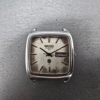 Seiko QZ Watch Men 34mm White Dial Steel Daydate 0923-5000 JDM VTG PARTS0