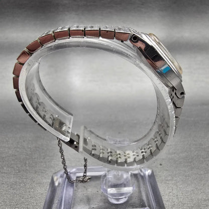 Seiko Watch Women 16mm Blue Dial Silver Tone Oval 1100-5319 Manual Runs VTG8