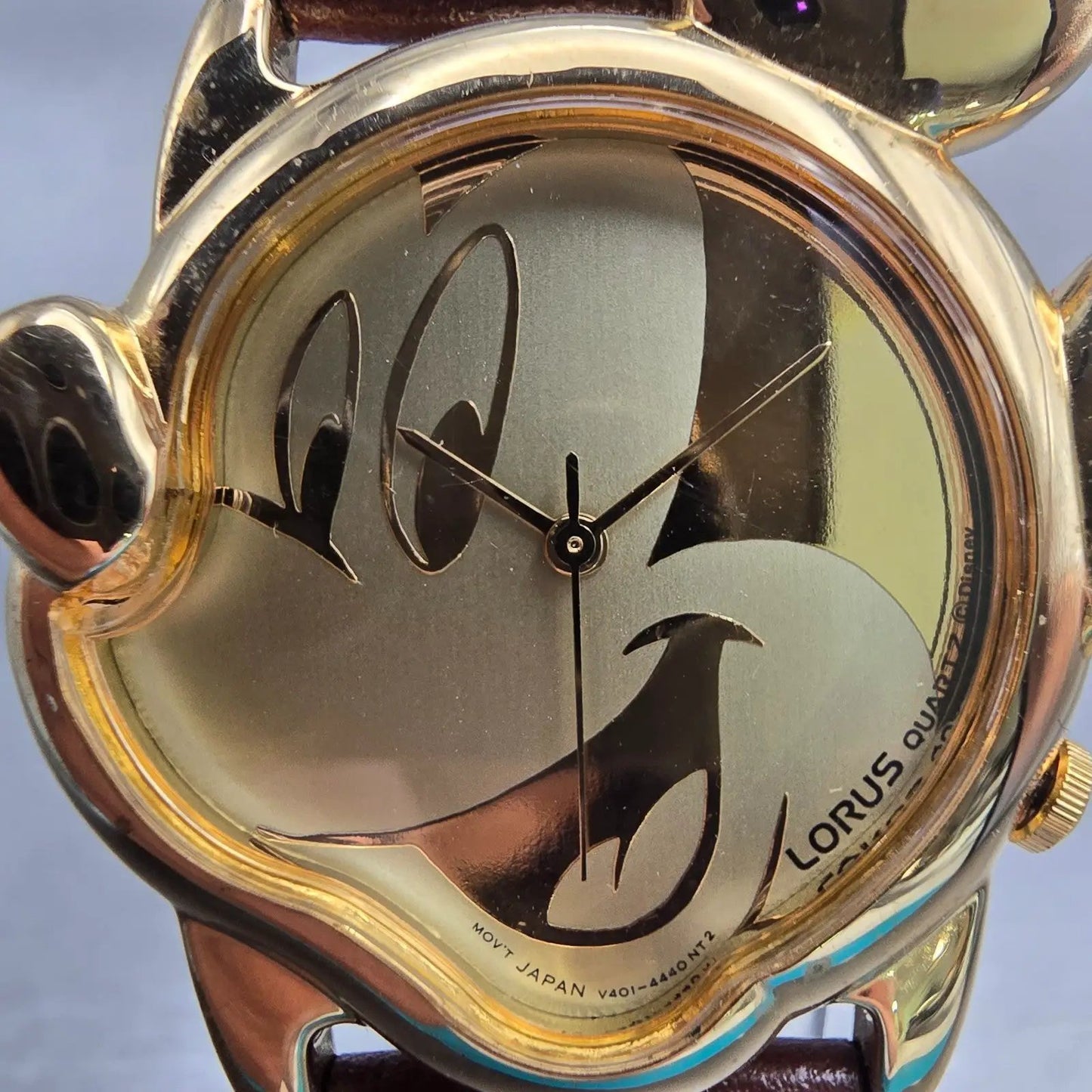 Lorus Mickey Mouse Watch Men 42mm Gold Dial Asymmetrical V401-5700 New Battery1