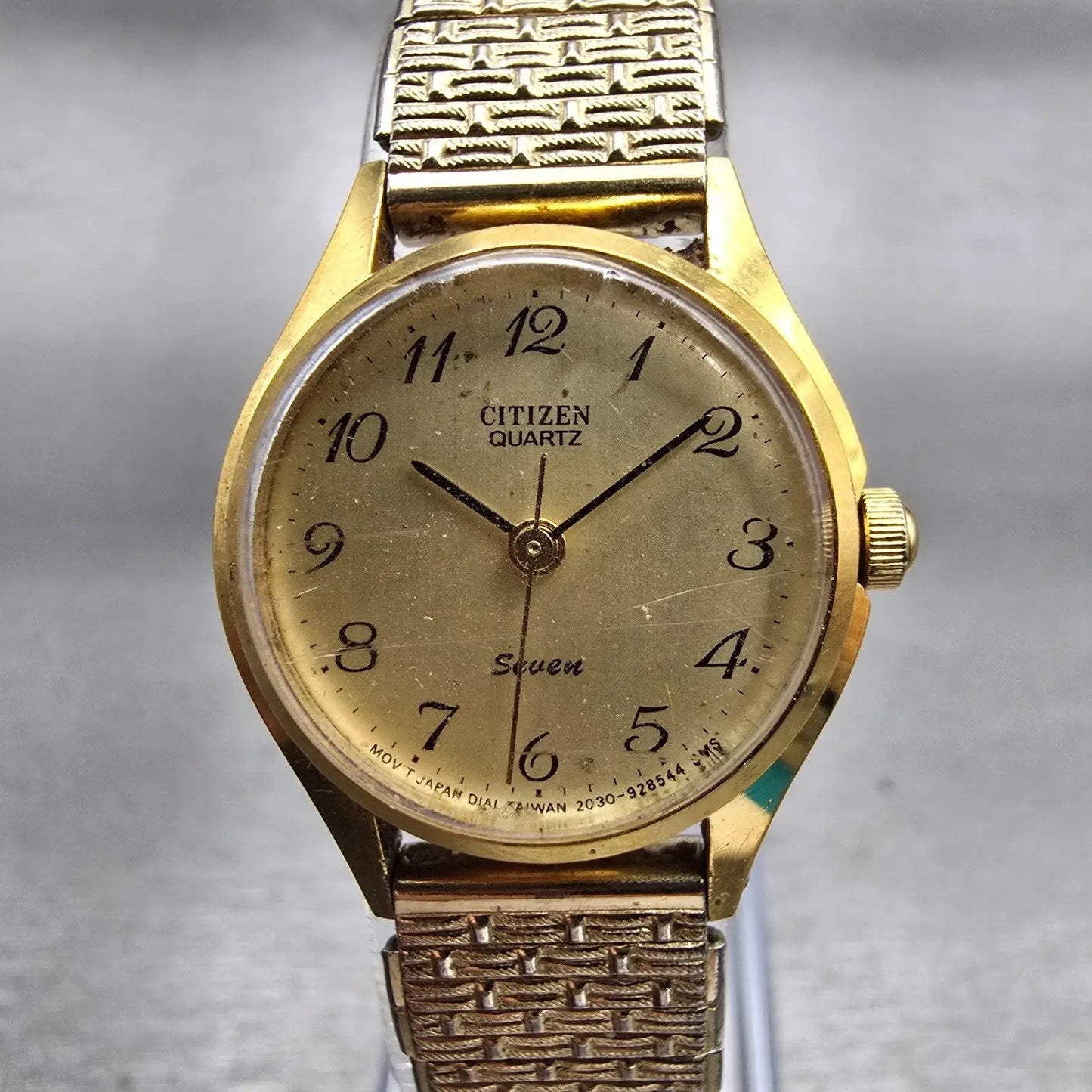 Citizen Seven Watch Women 22mm Gold Dial Gold Tone Round 2030-041682 New Battery0