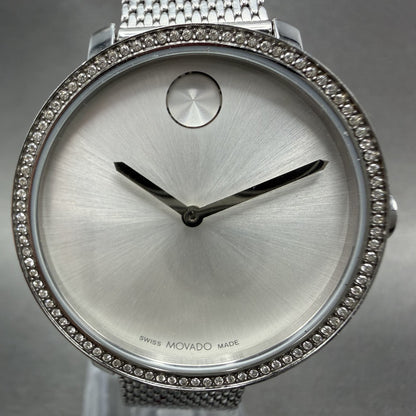 Movado Bold Shimmer Watch Women 34mm Silver Dial Steel Crystal Bezel New Batt1