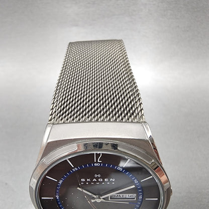 Skagen Melbye Watch Men 40mm Gray Dial Titanium Daydate Round New Batt READ!!!!4