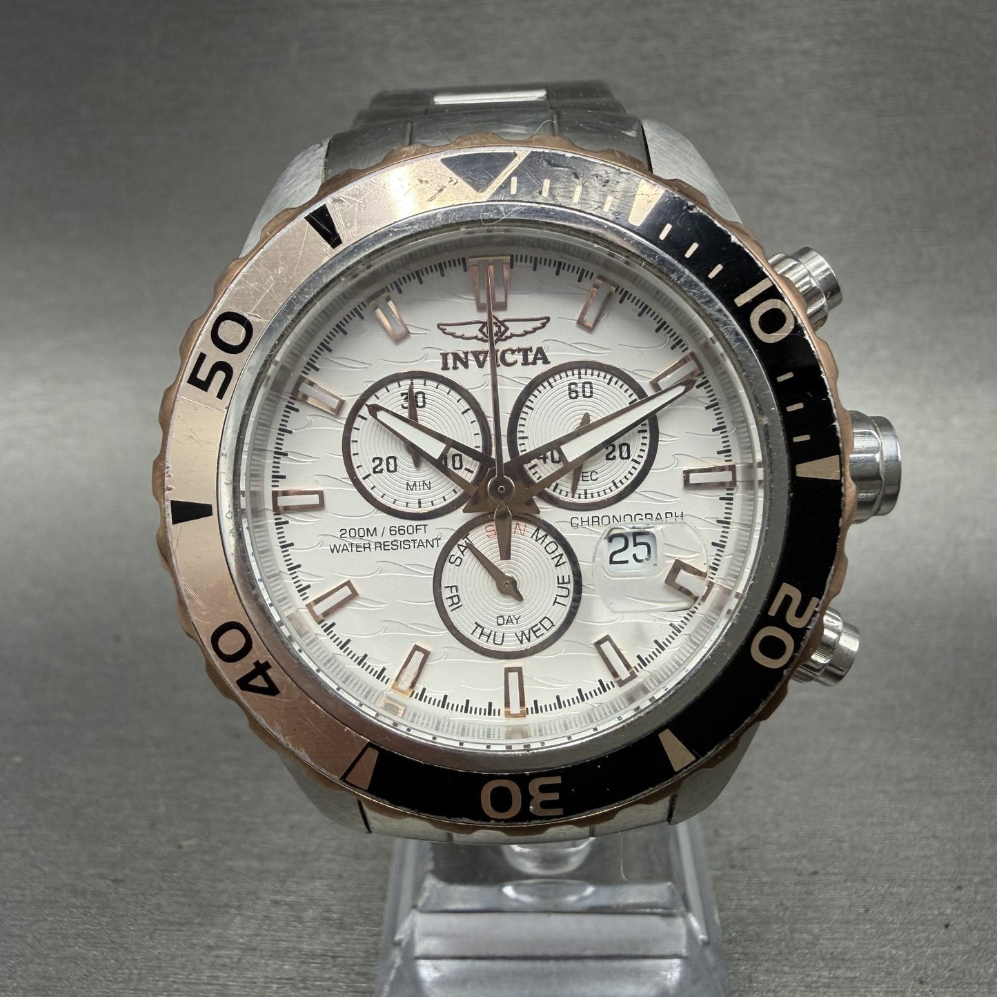 Invicta Pro Diver Chronograph Watch Men 43mm White Dial Steel Date 12859 New Bat0