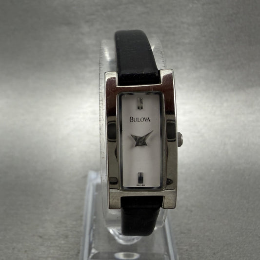 Bulova Tank Watch Women 14mm White Dial Silver Tone Rectangle 96L48 New Battery0