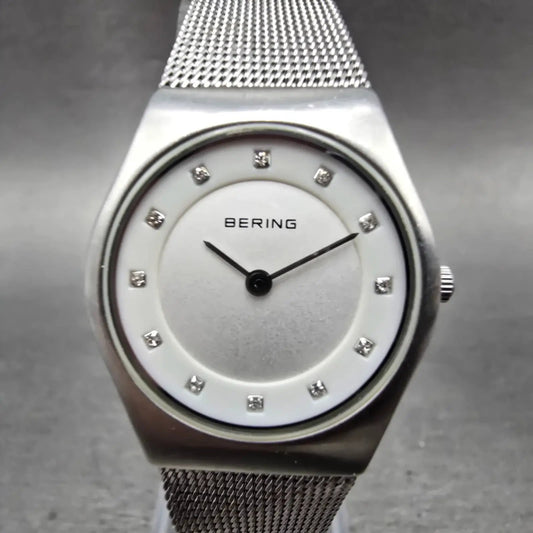 Bering Watch Women 27mm Silver Dial Steel Mesh Band 11927-000 Round New batt0