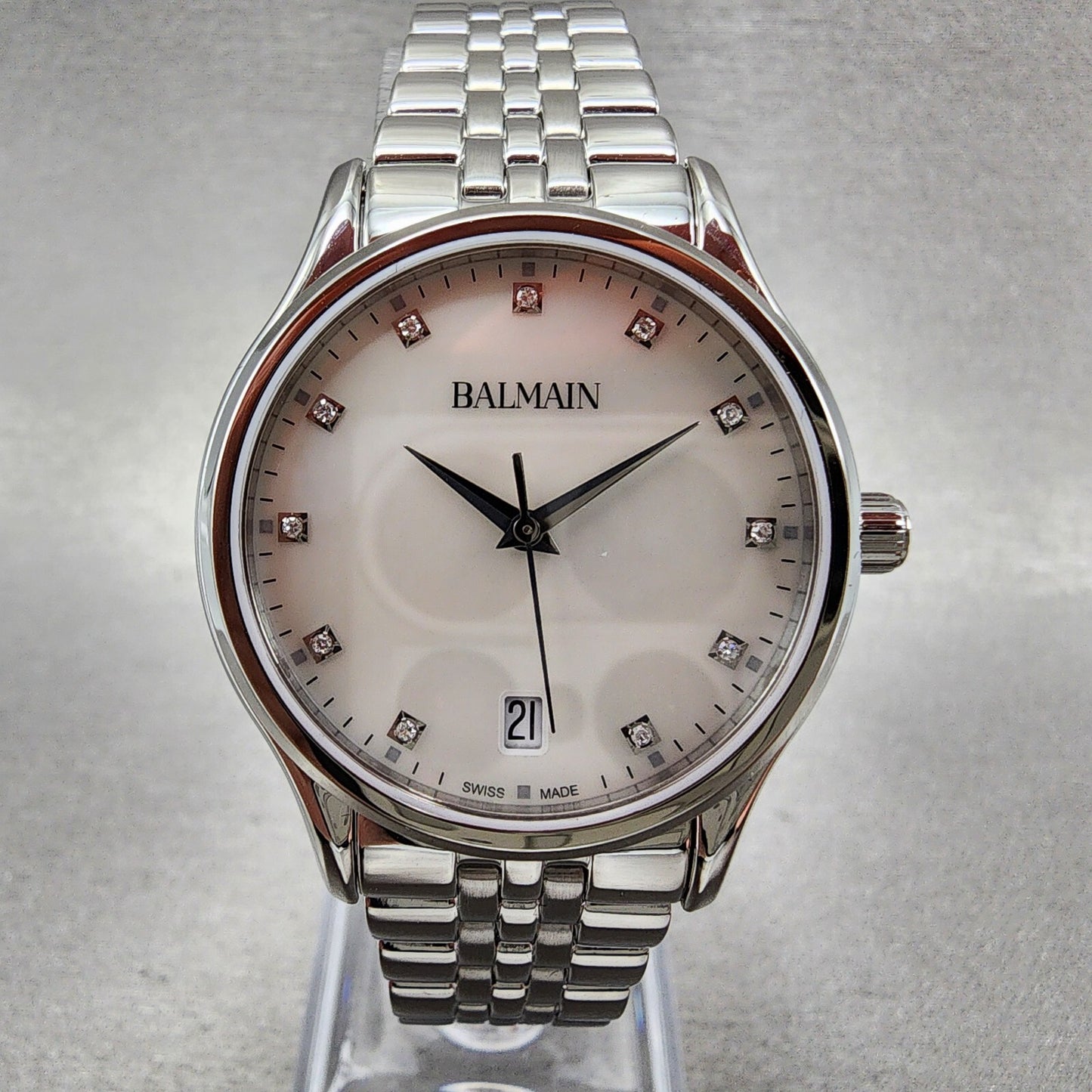 Balmain Classic R Watch Women 32mm MOP Dial Stainless Steel Date Round1