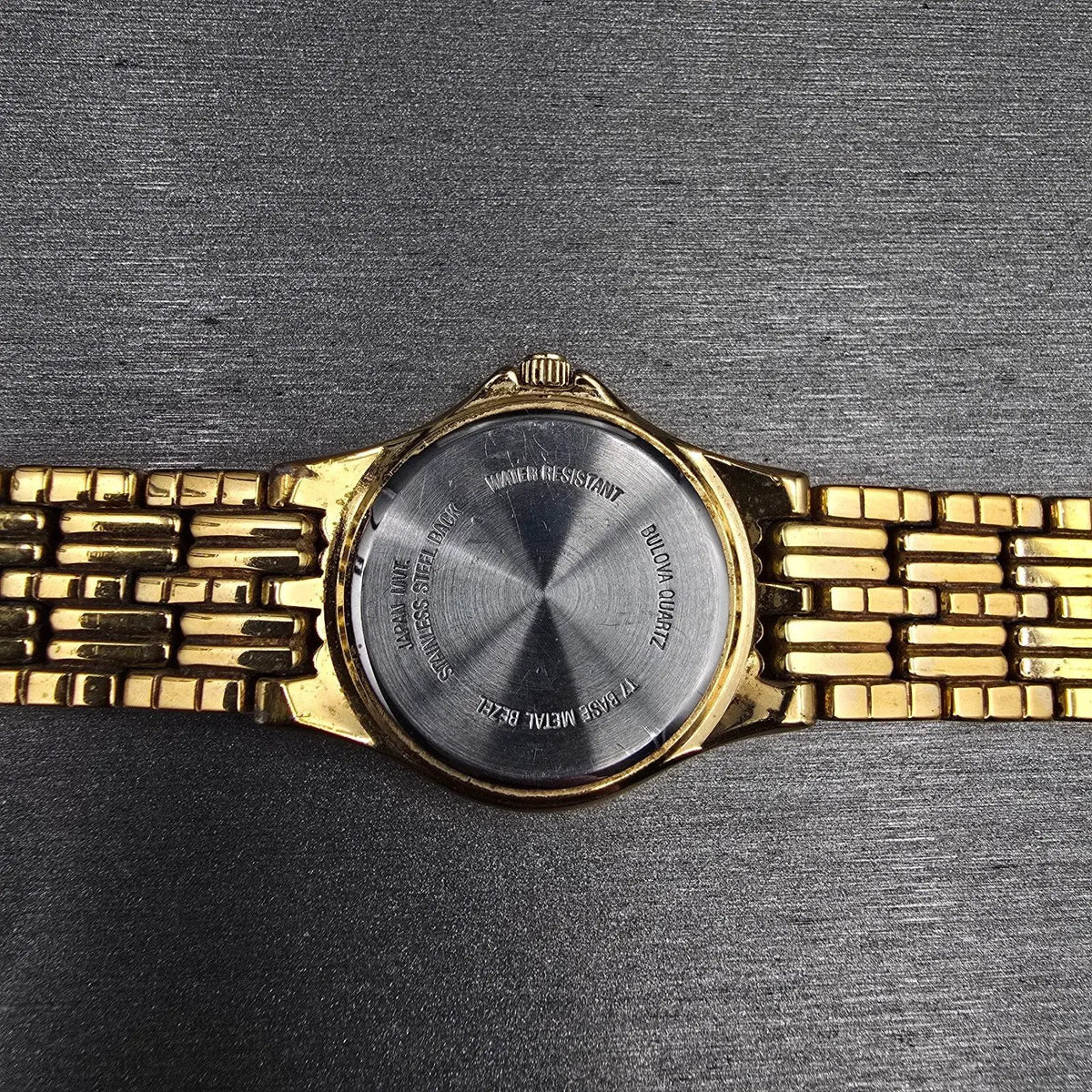 Bulova Watch Women 24mm Black Dial Gold Tone Round 97P43 New Battery10