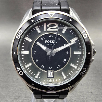 Fossil Dive Watch Men 38mm Black Dial Silver Tone Date Round AM-4264 New Battery0
