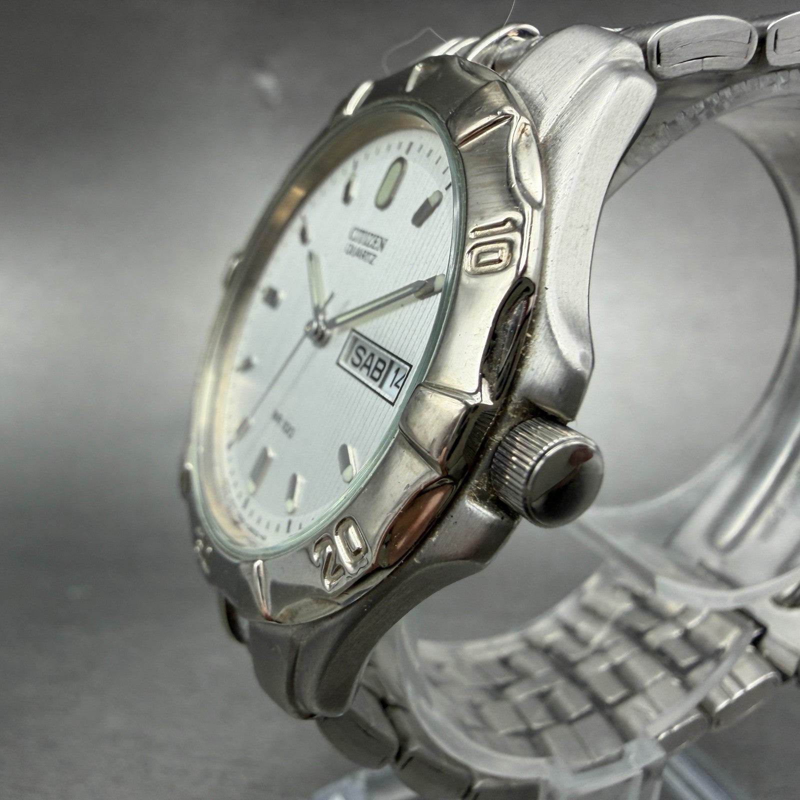 Citizen Watch Men 37mm Silver Dial Silver Tone Daydate Round 5500-K11511 New Bat2