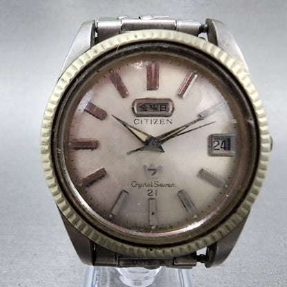 Citizen Crystal Seven Watch Men 37mm Silver Dial Steel Daydate Round Automatic