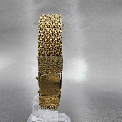 Seiko Tank Watch Women 19mm Champagne Dial Gold Tone 1400-5140 New Battery
