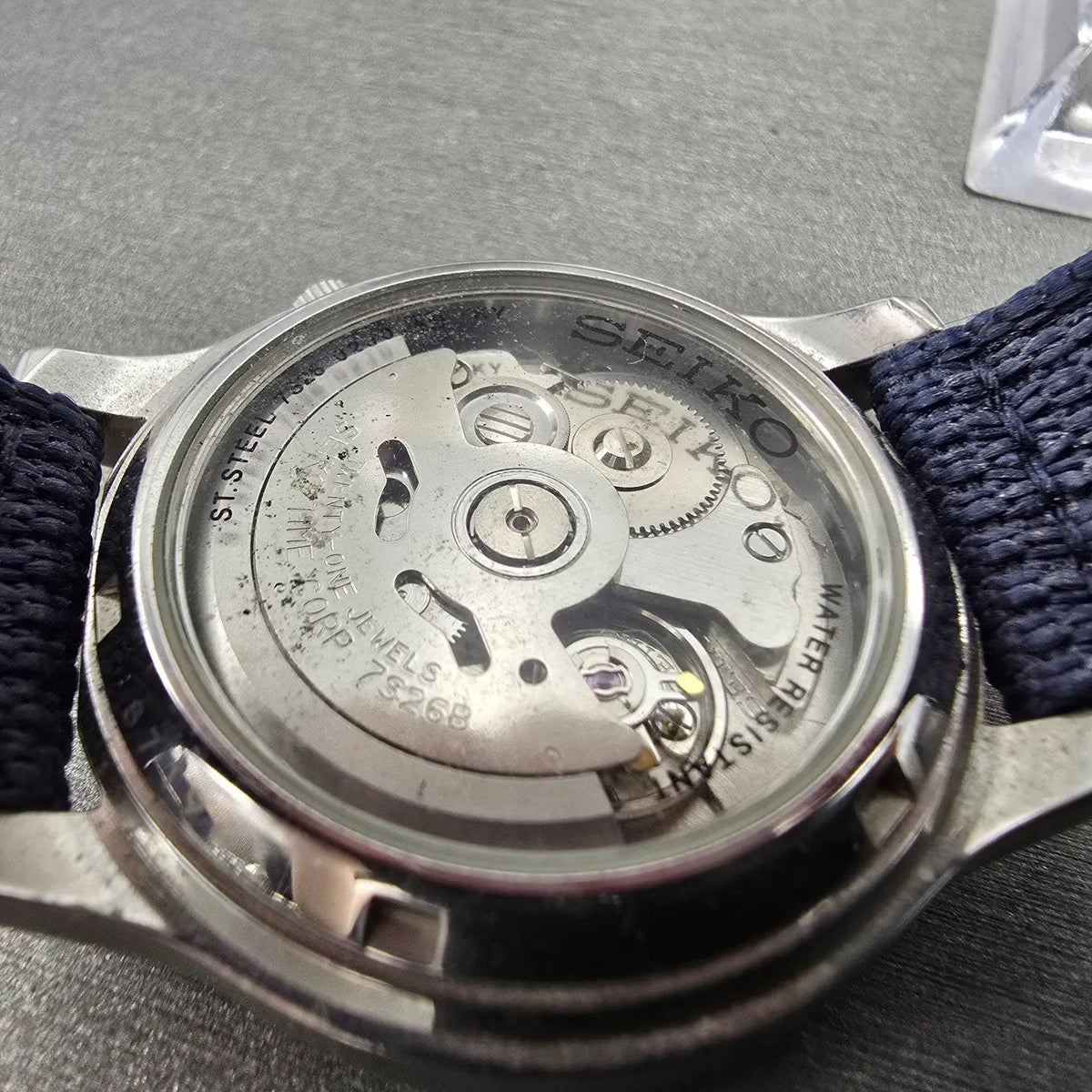 Seiko 5 Automatic Watch Men 37mm Blue Dial Steel Daydate SNK807 Round 7S26-02J09