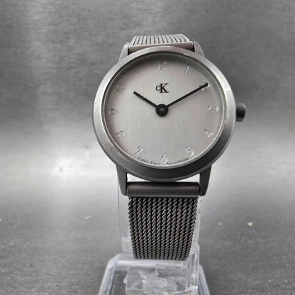 Calvin Klein Watch Women 28mm Silver Dial Steel Round K1313 Mesh Band New Batt5