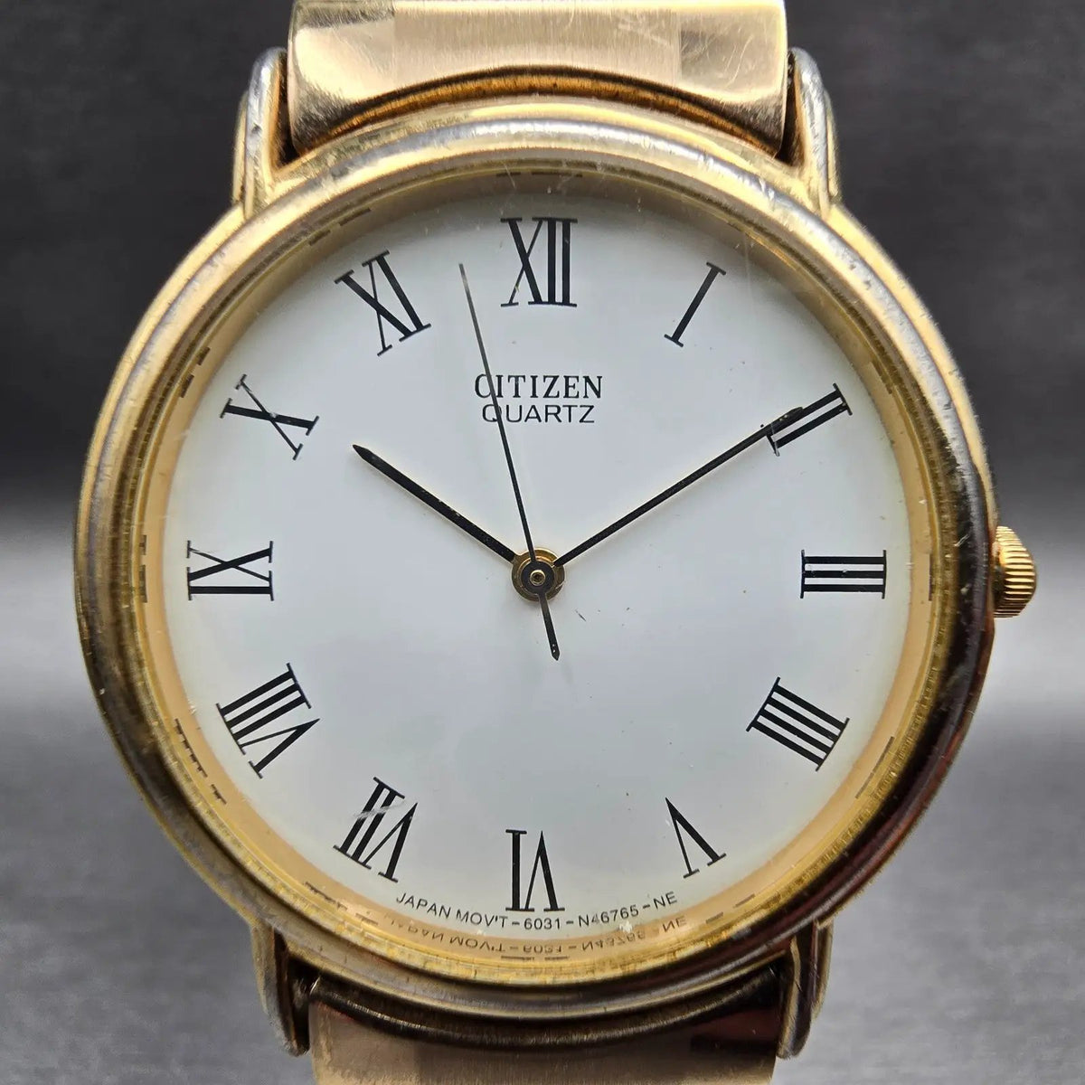 Citizen Watch Men 34mm White Dial Gold Tone Round 6031-S52489 New Battery1