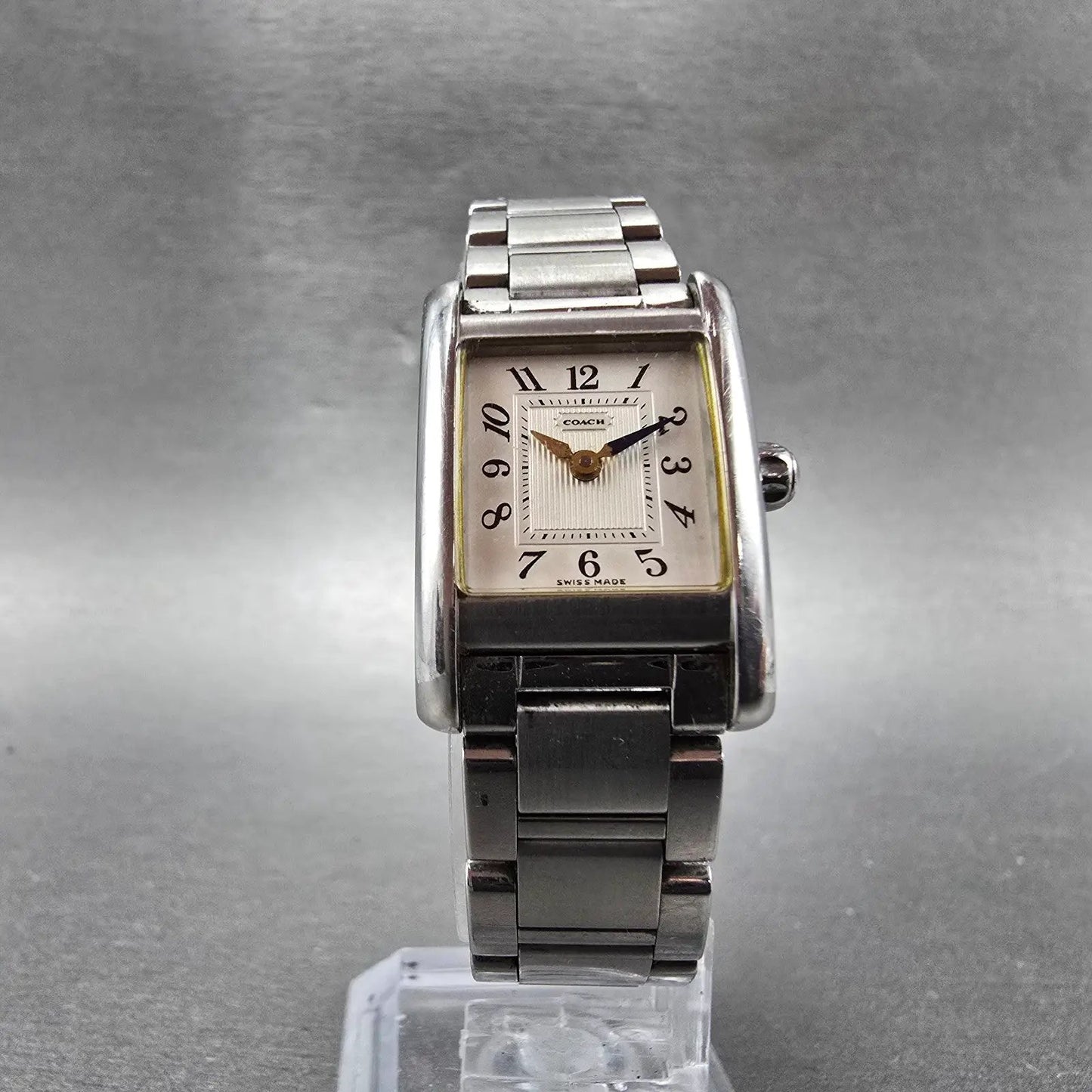 Coach Tank Watch Women 19mm Silver Dial Silver Tone Rectangle W002B PARTS6