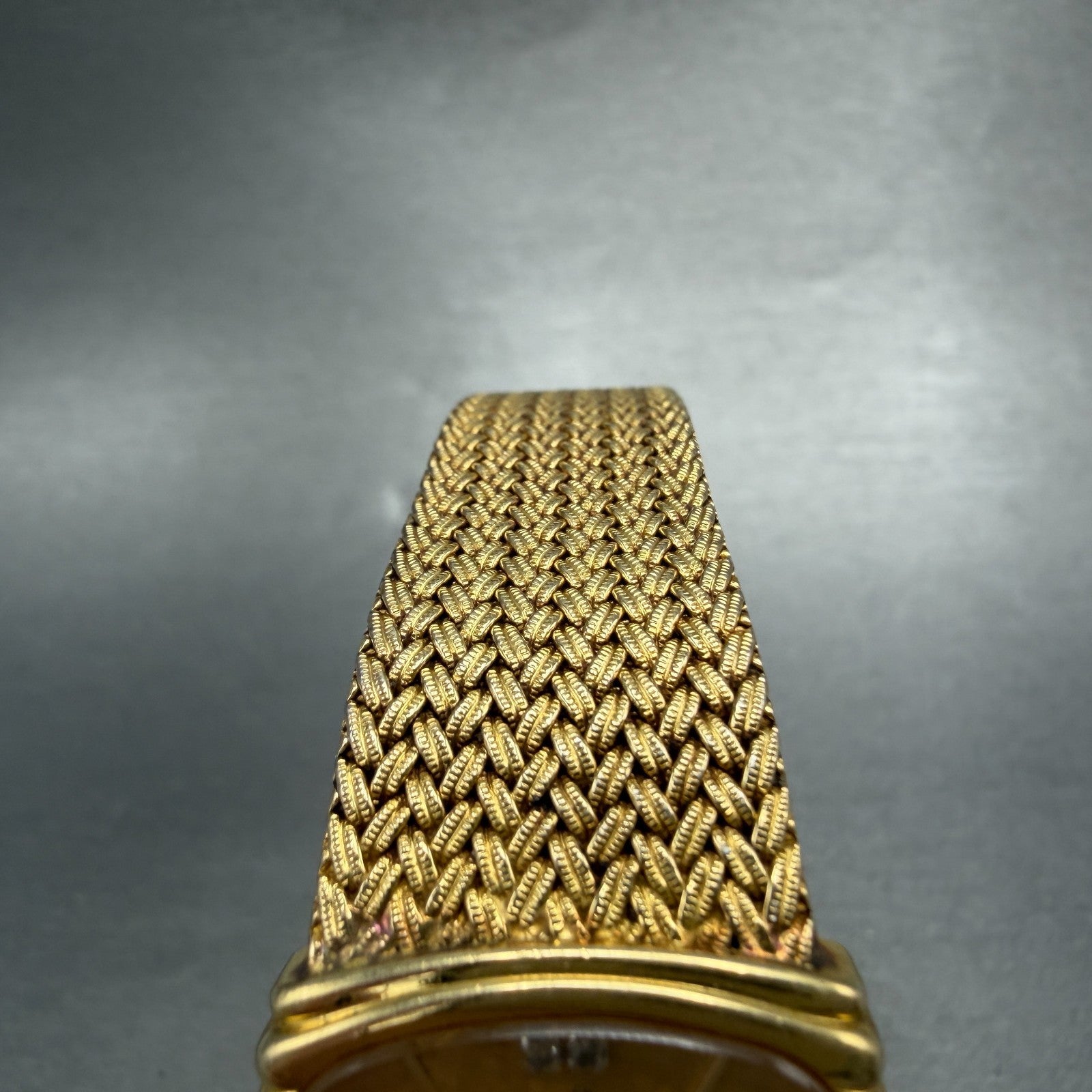 Elgin Watch Men 26mm Gold Dial Gold Tone Rectangle FK282 New Battery VTG4
