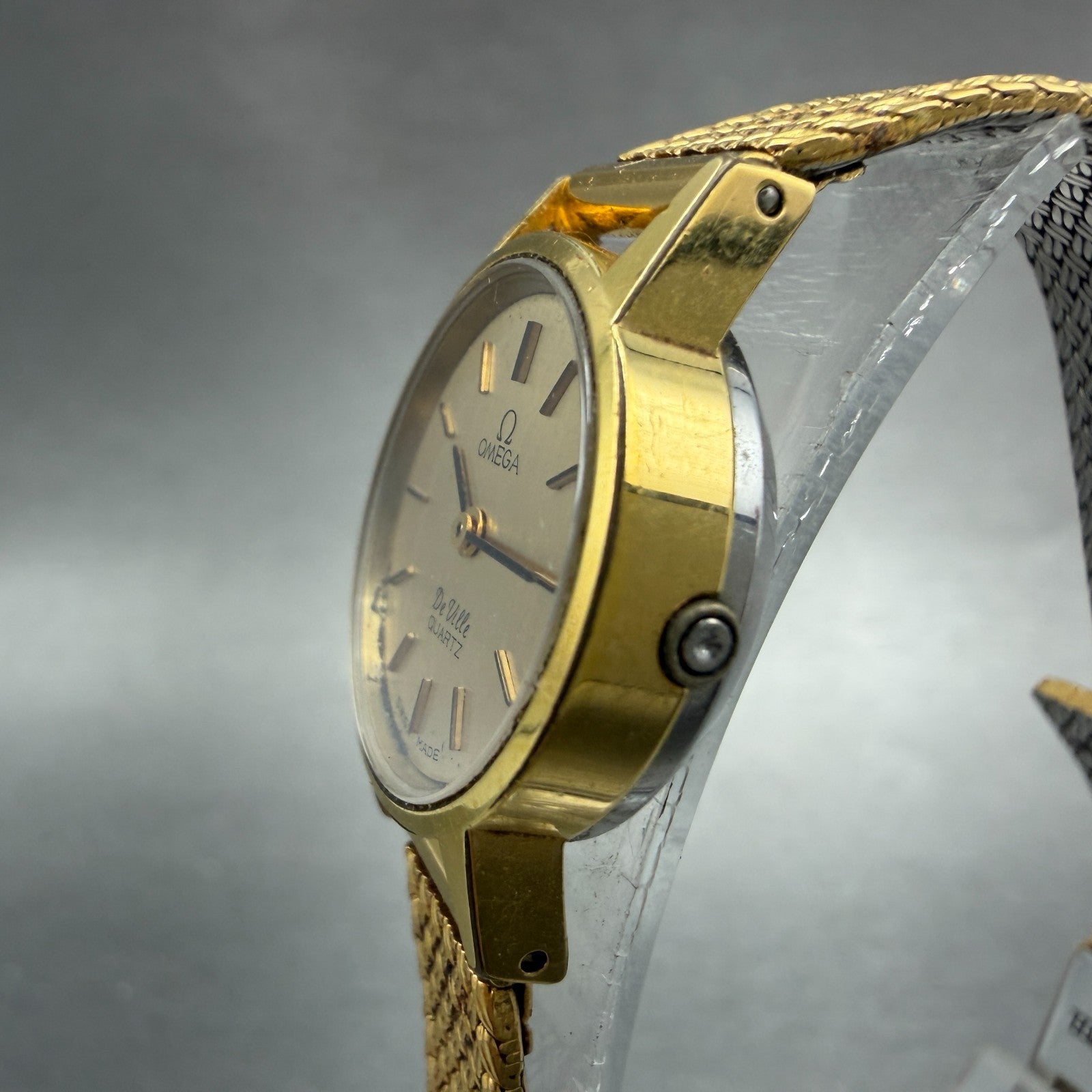 Omega De Ville Watch Women 20mm Gold Dial 10K Gold Plated Round 5910017  New bat2