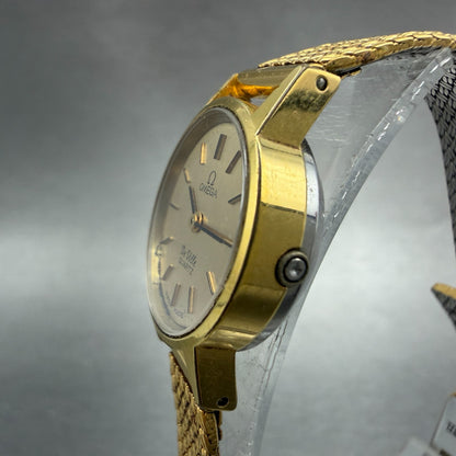 Omega De Ville Watch Women 20mm Gold Dial 10K Gold Plated Round 5910017  New bat2