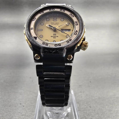 Seiko SQ Dive Watch Women 29mm Gold Dial Two Tone Daydate 3Y03-0059 New Battery5