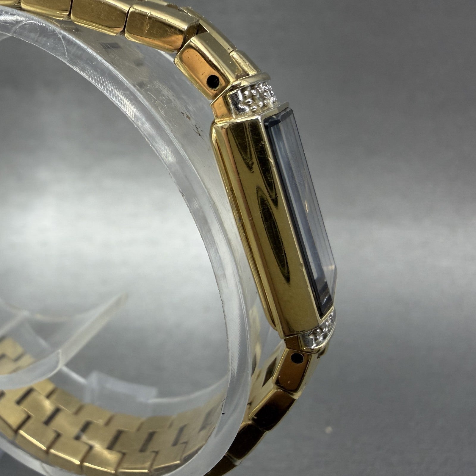 Seiko Lassale Tank Watch Women 13mm Blue Dial Gold Tone 2E206899 New Battery3