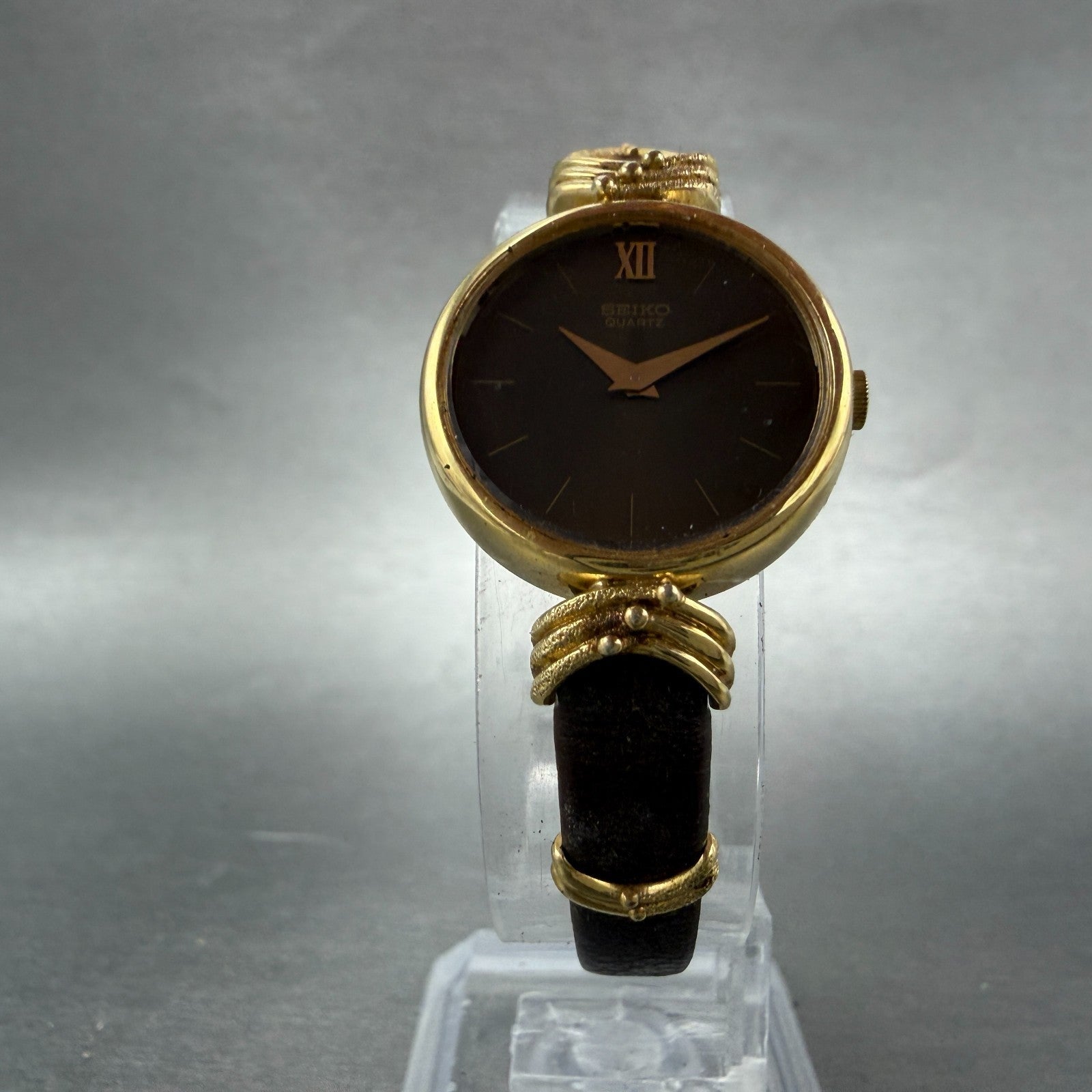 Seiko Watch Women 22mm Brown Dial Gold Tone Round 2320-0240 New Battery Vintage5