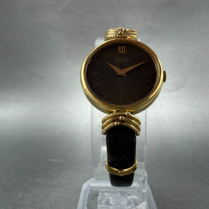 Seiko Watch Women 22mm Brown Dial Gold Tone Round 2320-0240 New Battery Vintage5