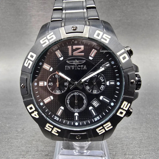 Invicta Specialty Chronograph Dive Watch Men 45mm Black Dial Black Tone New Batt0