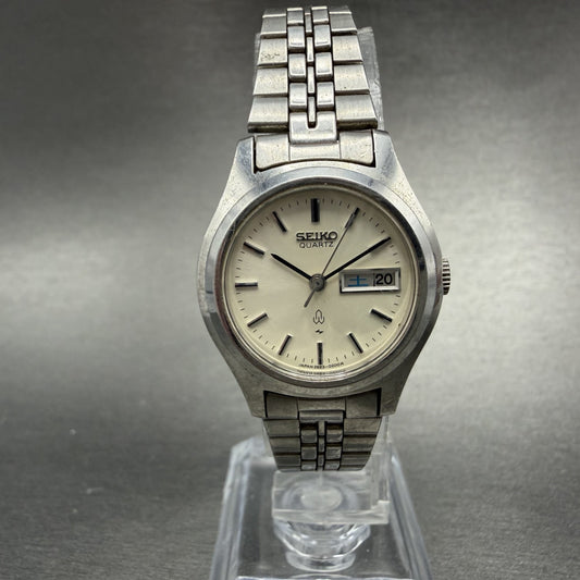 Seiko Watch Women 25mm White Dial Silver Tone Daydate 2623-0170 New Battery0