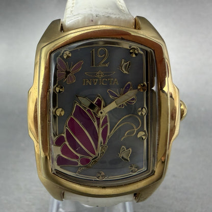 Invicta Lupah Watch Women 29mm MOP Dial Gold Tone Oval 37113 New Battery Floral1