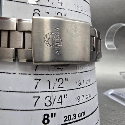 Citizen Eco-Drive Attesa Watch Men 37mm White Dial Titanium Atomic Daydate PARTS11