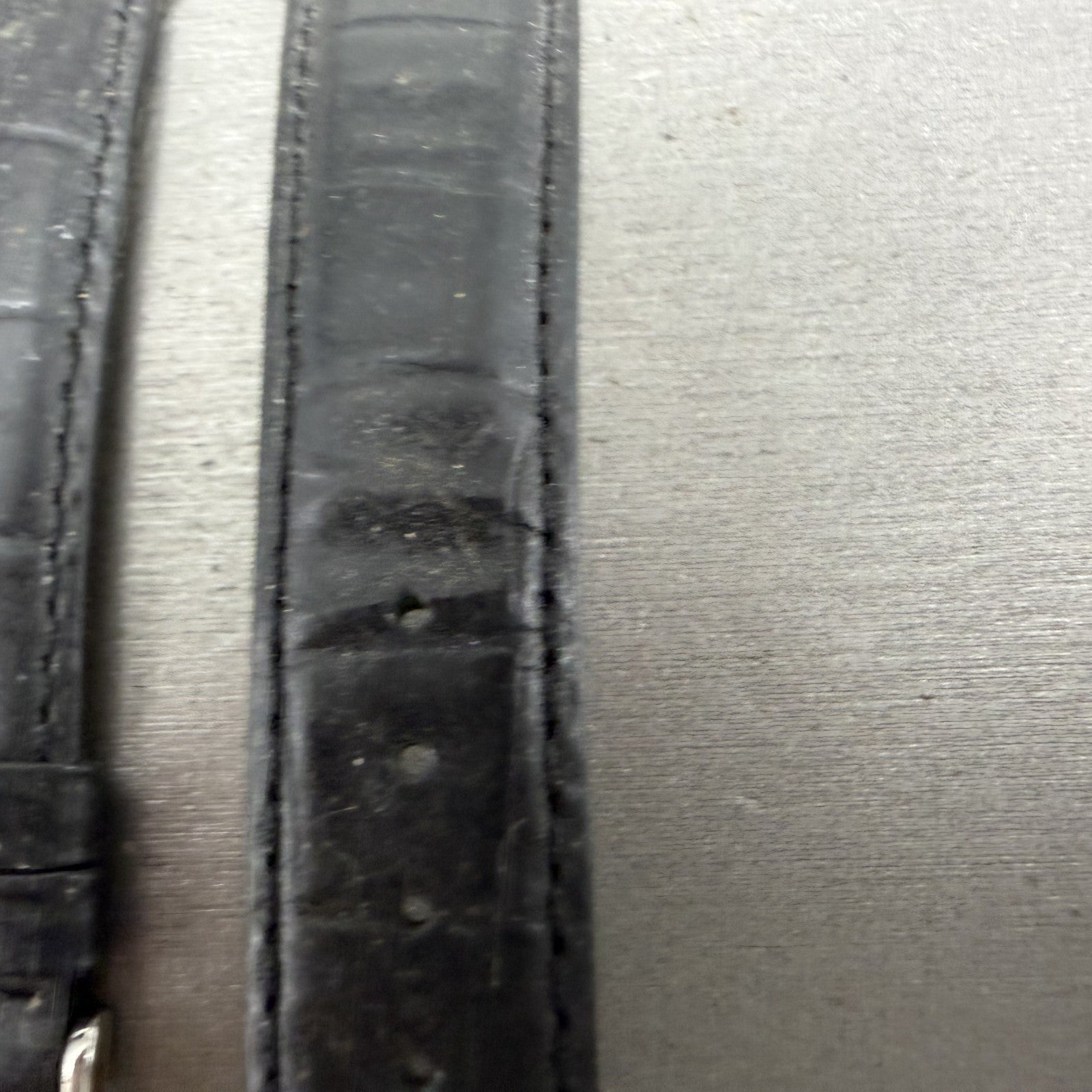 Longines Leather Band 20mm Black Crocodile grain Vintage Silver Buckle5
