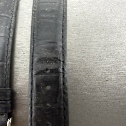 Longines Leather Band 20mm Black Crocodile grain Vintage Silver Buckle5
