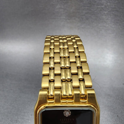 Citizen Tank Watch Men 24mm Black Dial Gold Tone Rectangle 6020G05106 PARTS5