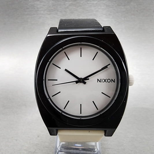 Nixon Time Teller P Watch Men 39mm White Dial Black & White Tone New Battery