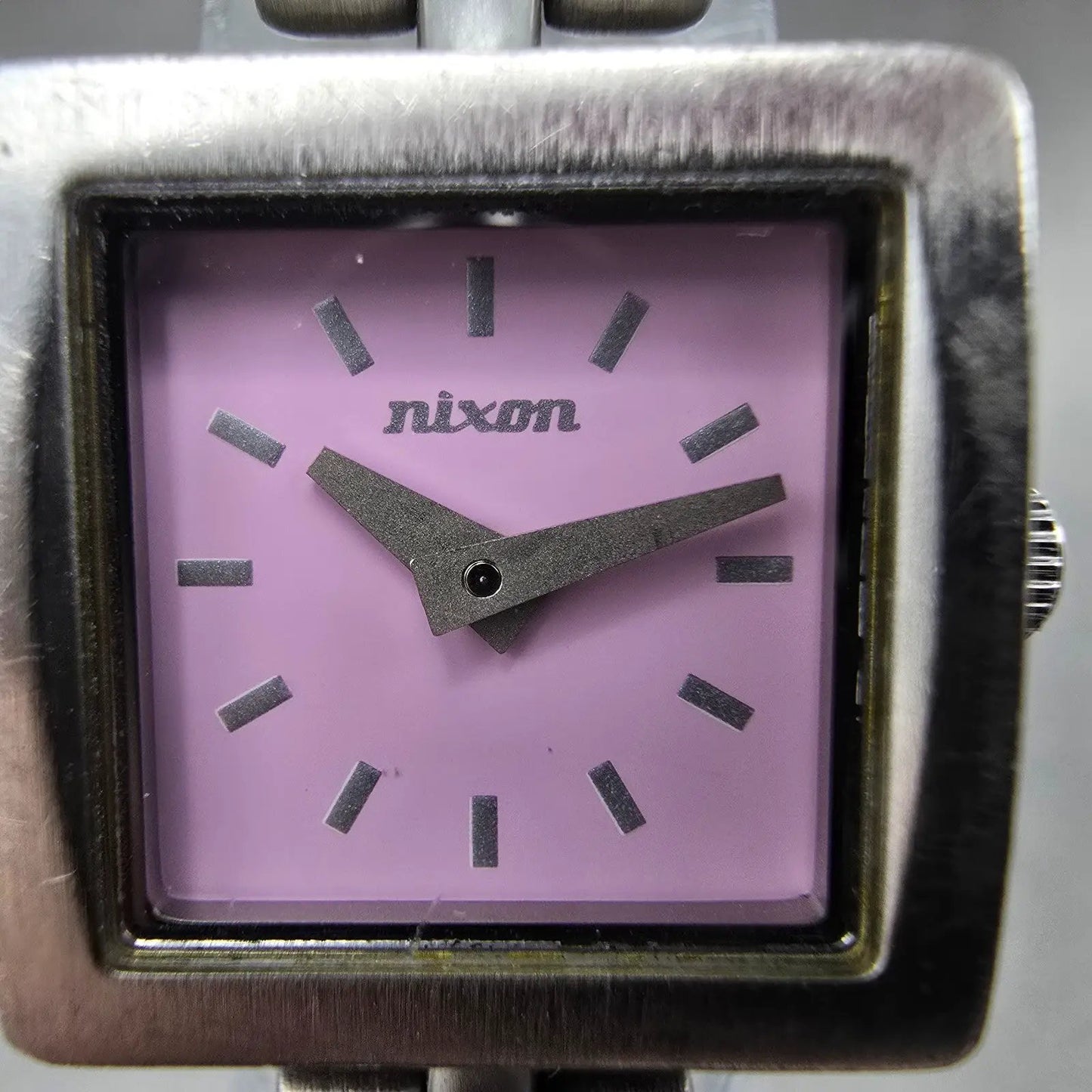 Nixon The Charm Watch Women 19mm Pink Dial Silver Tone Square New Battery1