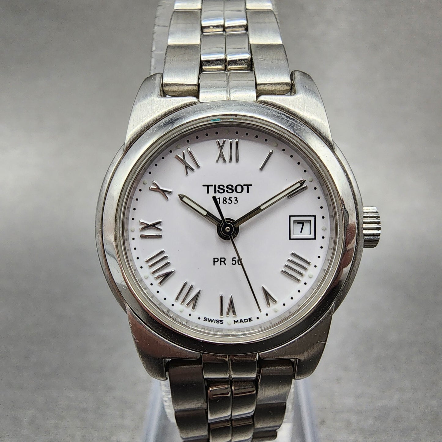 Tissot PR 50 Watch Women 25mm White Dial Silver Tone Date J326/426K New Battery0