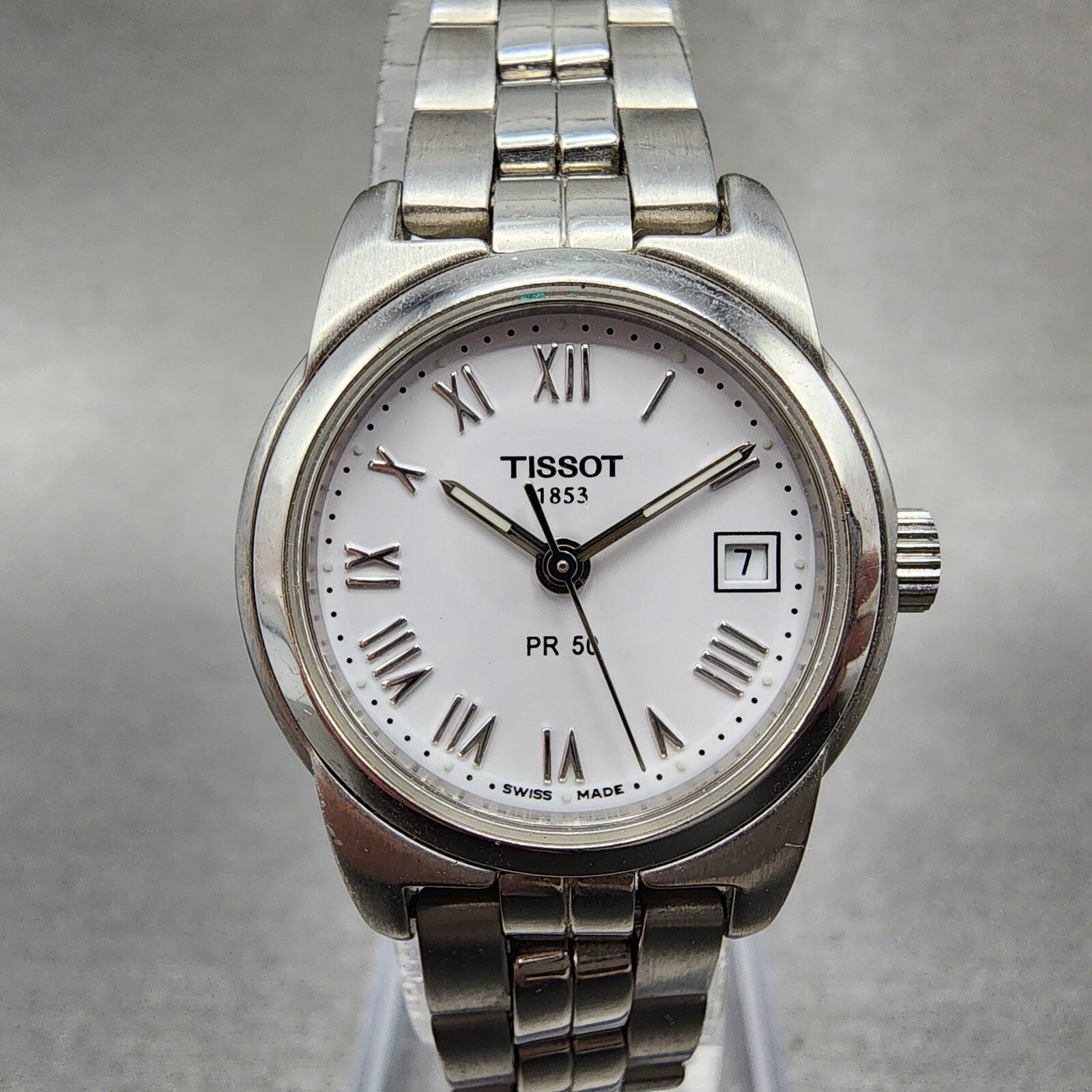 Tissot PR 50 Watch Women 25mm White Dial Silver Tone Date J326/426K New Battery0