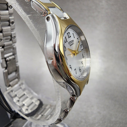 Citizen Watch Women 23mm Silver Dial Two Tone Date Round EU225451A New Batt 1233